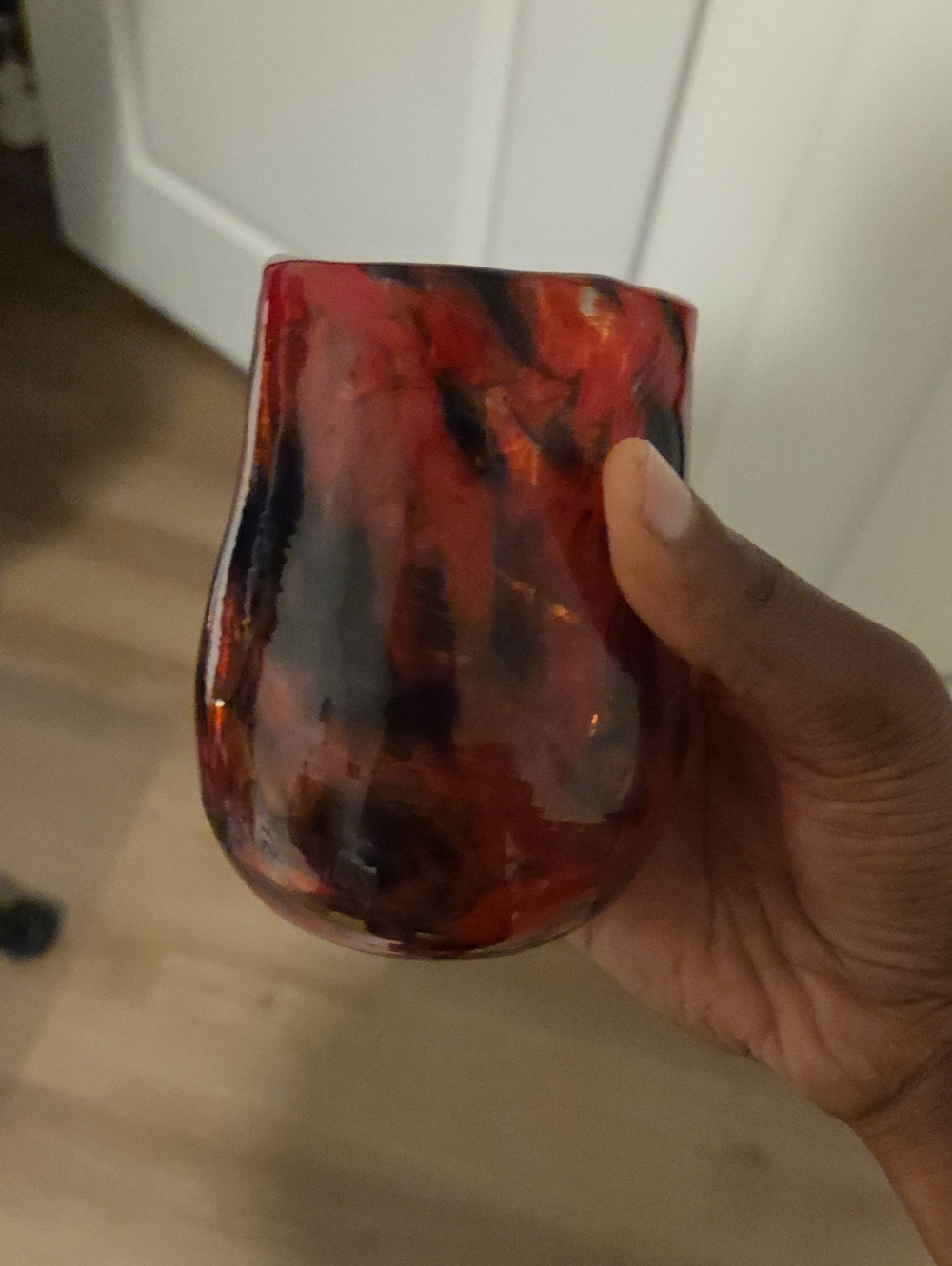 Handblown Red and Black Art Glass Vase - Home Art Accent